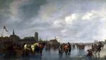 欧洲12-19世纪油画三_CALRAET, Abraham van - Scene on the Ice outside Dordrecht